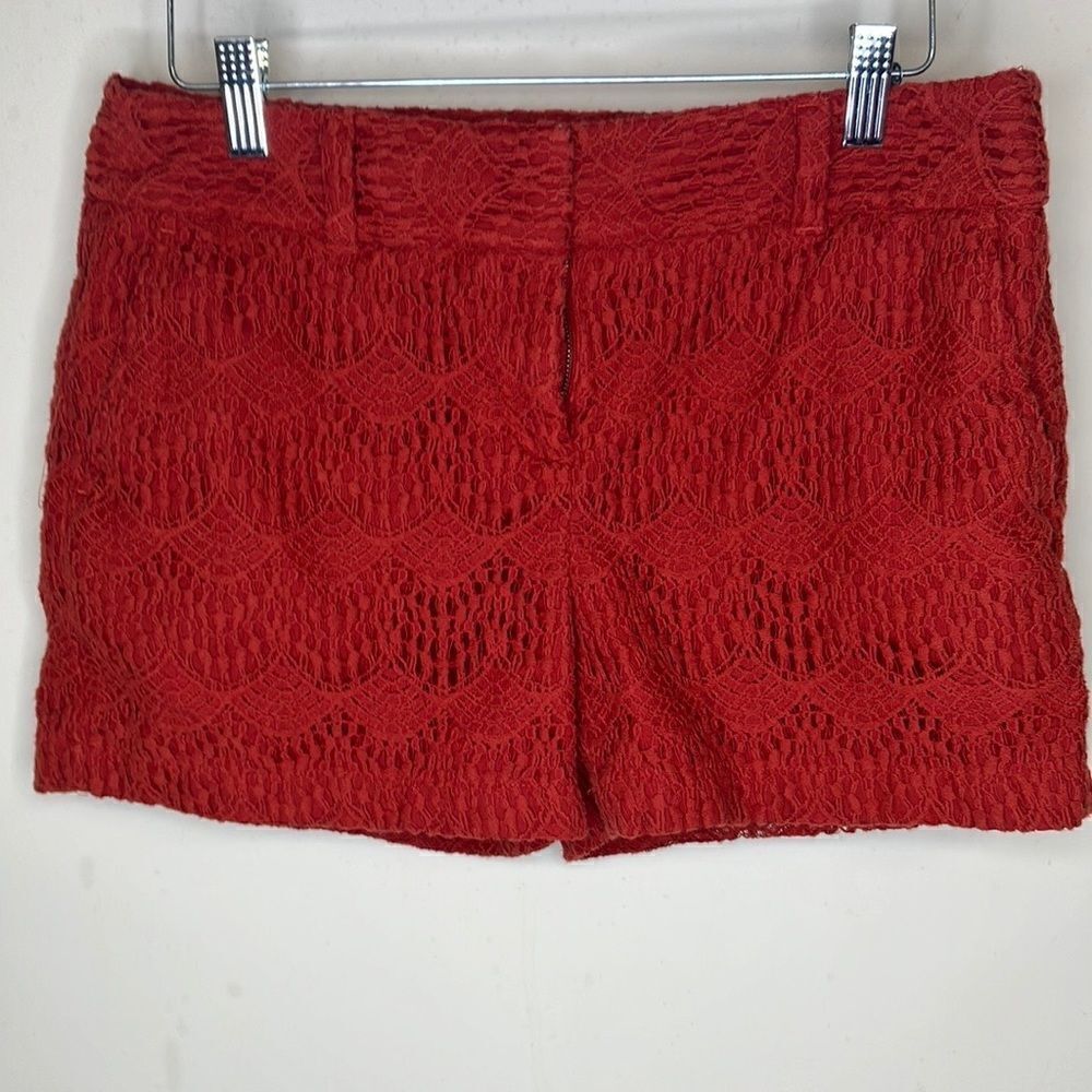 LOFT 4 Outlet Lace Overlay Dressy Shorts with Pockets Burnt Orange Short Shorts